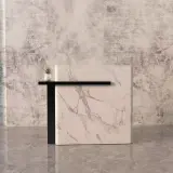 Curved Edge Marble Look Reception Desk - Maoters thumbnail 1
