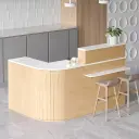 Light Wood Curved Cafe Reception Desk - Maoters thumbnail 2
