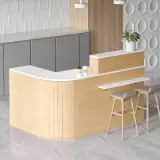 Light Wood Curved Cafe Reception Desk - Maoters thumbnail 2