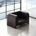 Compact Modern Guest Office Sofa – Genuine Leather, Black thumbnail 1