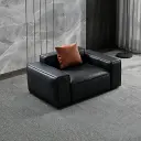 Modern Black Leather Lounge Chair - Maoters thumbnail 1