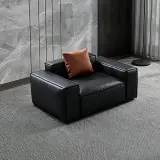 Modern Black Leather Lounge Chair - Maoters thumbnail 1