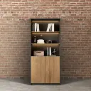 Wooden Office Cabinet with Partition Shelves thumbnail 1