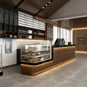 Modern Café Wood Reception Desk - Maoters thumbnail 3