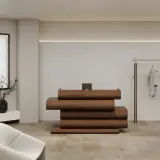 Stacked Timber Reception Desk for Boutiques - Maoters thumbnail 1