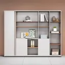 Modern Office Storage Cabinet with Open Shelves thumbnail 2