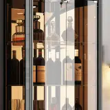 Modern White Glass Wine Cabinet with Lock thumbnail 8