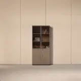 Wood Grain File Cabinet with Glass Doors - Maoters thumbnail 1