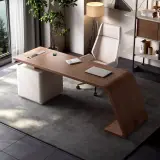 Modern Office Unique Bentwood Manager Desk - Maoters thumbnail 2