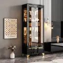 Modern White Glass Wine Cabinet with Lock thumbnail 2