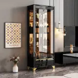 Modern White Glass Wine Cabinet with Lock thumbnail 2