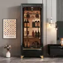Modern White Glass Wine Cabinet with Lock thumbnail 3