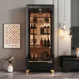 Modern White Glass Wine Cabinet with Lock thumbnail 3