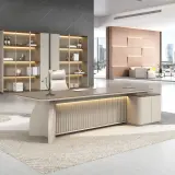 Modern Luxury Executive Desk High Gloss Painted Office thumbnail 3