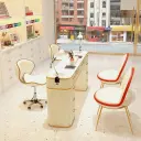 Dark Marble Nail Desk with Vacuum and Lamp thumbnail 3