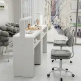 Minimalist Cream Nail Table with Vacuum Light thumbnail 3