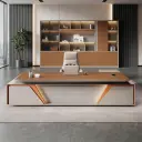 Sleek Executive Desk with Artistic Splicing Front Design thumbnail 3