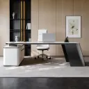 Modern Affordable Luxury L-Shaped Sintered Stone Desk - Maoters thumbnail 2