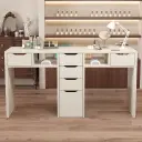 Vintage Cream Marble Nail Desk with Storage thumbnail 4
