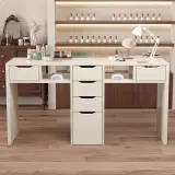 Vintage Cream Marble Nail Desk with Storage thumbnail 4