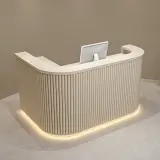 Modern Curved Fluted Reception Desk - Maoters thumbnail 1