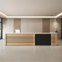Modern Wood Slat Reception Desk - Maoters thumbnail 1