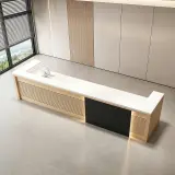 Modern Wood Slat Reception Desk - Maoters thumbnail 3