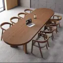 Oval Solid Wood Long Conference Table - Maoters thumbnail 2