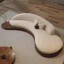 Retro Solid Wood Curved Sofa thumbnail 3