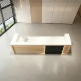 Modern Wood Slat Reception Desk - Maoters thumbnail 4