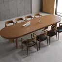 Oval Solid Wood Long Conference Table - Maoters thumbnail 3