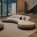 Retro Solid Wood Curved Sofa thumbnail 4
