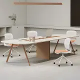 Minimal Office Oval Wood Conference Table - Maoters thumbnail 4