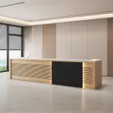 Modern Wood Slat Reception Desk - Maoters thumbnail 2