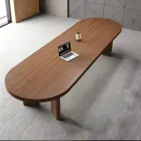 Oval Solid Wood Long Conference Table - Maoters thumbnail 1