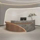 Elegant Modern Curved LED Reception Desk - Maoters thumbnail 1