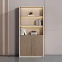 Modern Wooden Office Cabinet with Glass Doors thumbnail 1