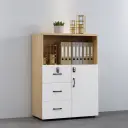 Lockable Wooden Low File Cabinet Bookcase thumbnail 1
