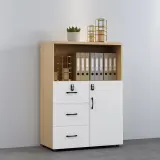 Lockable Wooden Low File Cabinet Bookcase thumbnail 1