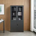 Modern Metal Filing Cabinet with Glass Display Doors thumbnail 1