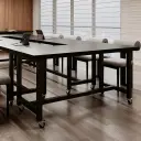 Portable Black Solid Wood Conference Table - Maoters thumbnail 7