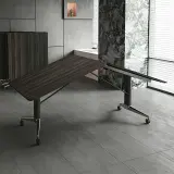 Office Dark Wood Rolling Conference Table - Maoters thumbnail 10
