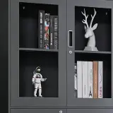 Modern Metal Filing Cabinet with Glass Display Doors thumbnail 11