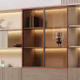 Modern Wooden Office Cabinet with Glass Doors thumbnail 15