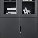 Modern Metal Filing Cabinet with Glass Display Doors thumbnail 12