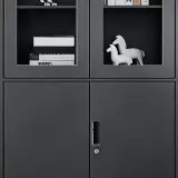 Modern Metal Filing Cabinet with Glass Display Doors thumbnail 12