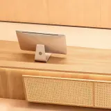 Modern Reception Desk With Rattan Panels - Maoters thumbnail 12