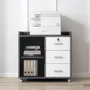 Modern Mobile Office Cabinet with Glass Front thumbnail 1