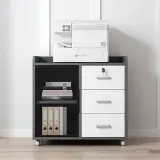 Modern Mobile Office Cabinet with Glass Front thumbnail 1