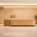 Modern Reception Desk With Rattan Panels - Maoters thumbnail 1
